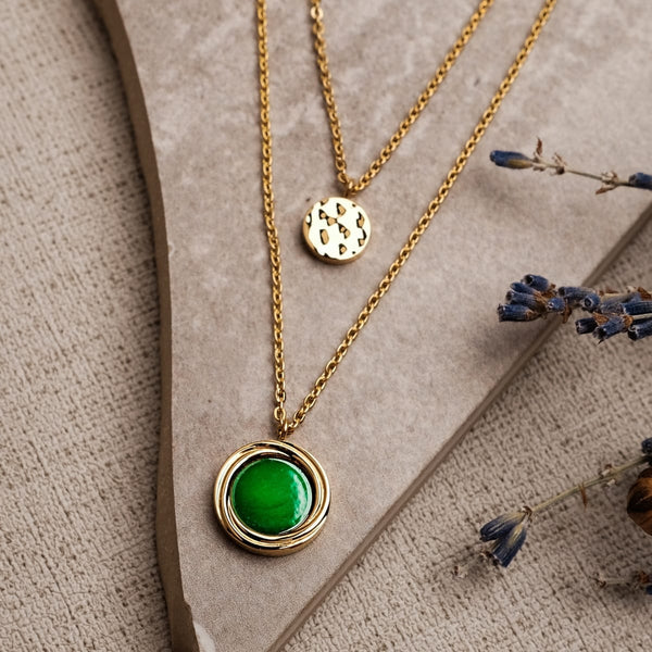 Collier Zendala (Nacre verte/or mat)