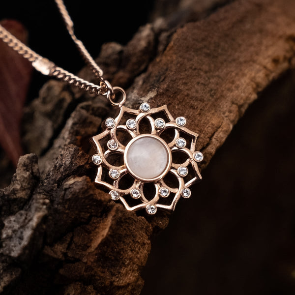 Composition Gem Necklace (Moonstone/Rose Gold)