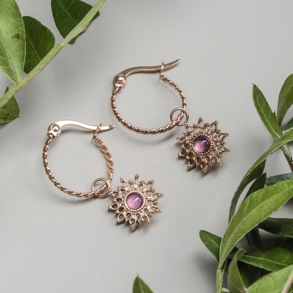 Boucles d’oreilles Suncatcher (Améthyste/Or rose)