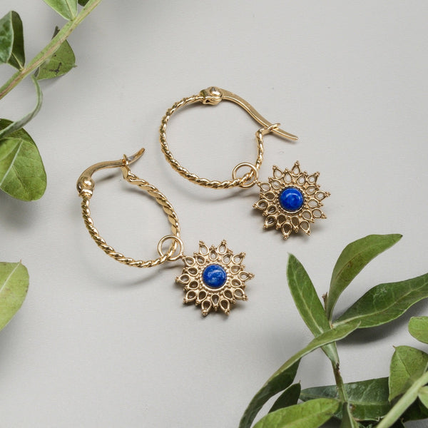 Suncatcher Earrings (Lapis Lazuli/Gold)