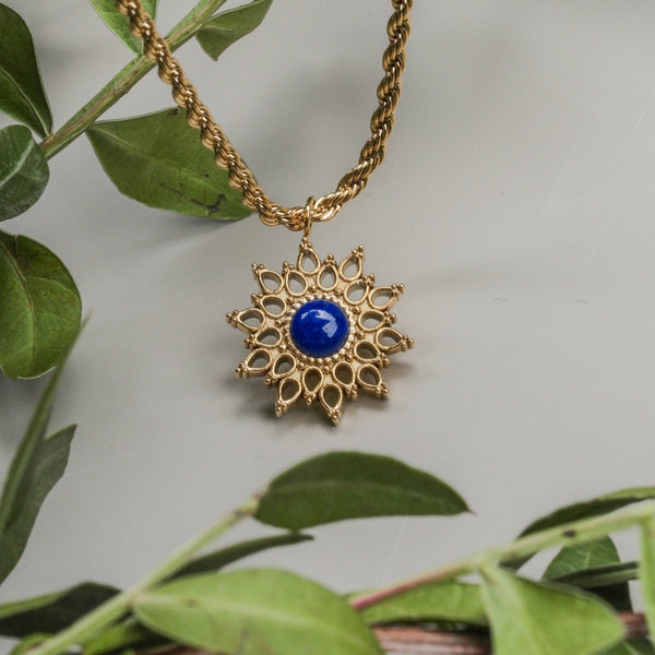 Suncatcher Necklace (Lapis Lazuli/Gold)