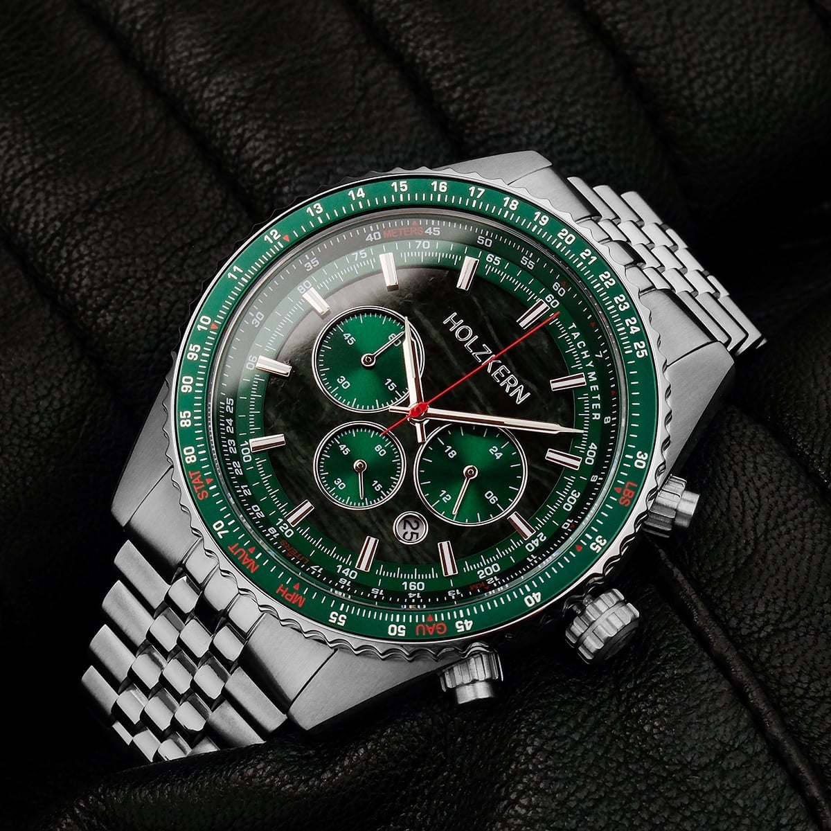 Openhorizon (Green Marble/Silver) | Holzkern Wood Watches