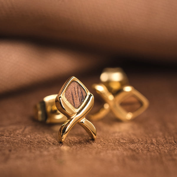 Mosaic Earrings (Walnut/Gold)