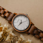 "Air" Wristwatch with Walnut Wood Band and Marble Face, Showcasing a Natural and Elegant Design