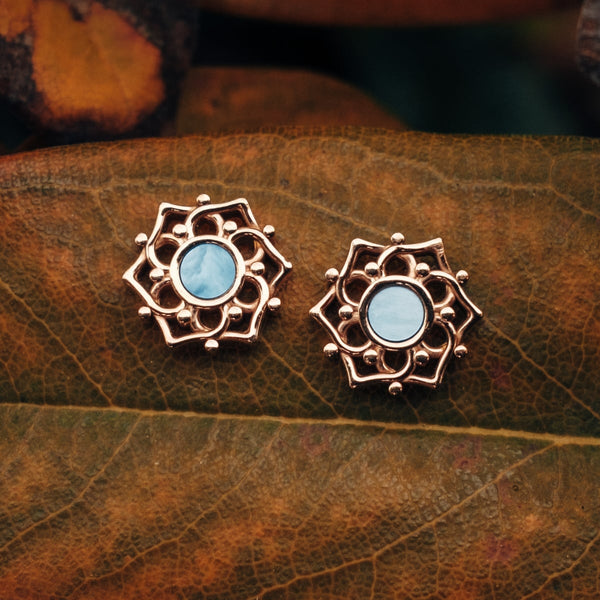 Composition Earrings (Blue Mother-of-pearl/Rose Gold)