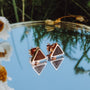Scale Earrings: Elegant triangular walnut and rose gold earrings reflecting natural beauty.