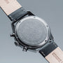 "Gifted" watch featuring a stainless steel case with a black leather strap and intricate sodalite design.