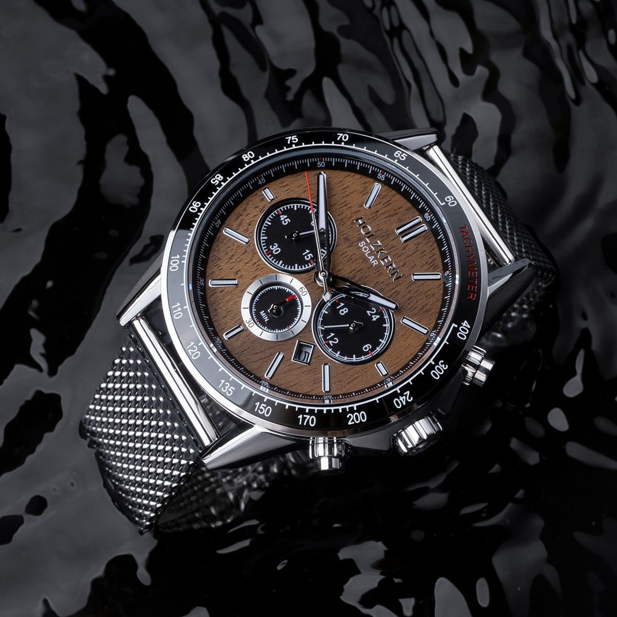 Comfort Crusher (Walnut/Silver) | Holzkern Wood Watches