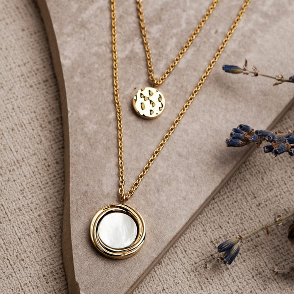 Collier Zendala (Nacre blanche/or mat)