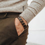 "Baritone" bracelet featuring zebrawood and black accents in a stylish design.
