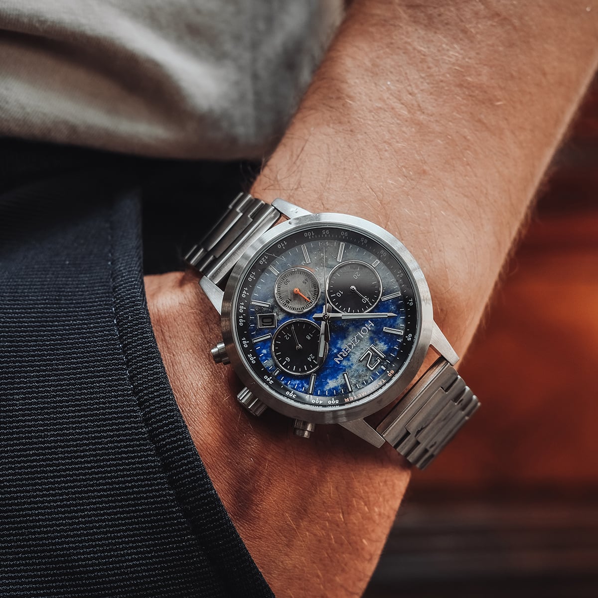 ◆タチカワ◆バーチカル◆W309×H193◆O-2512BL3◆ Paracas (Lapis Lazuli/Silver) | Holzkern Wood Watches