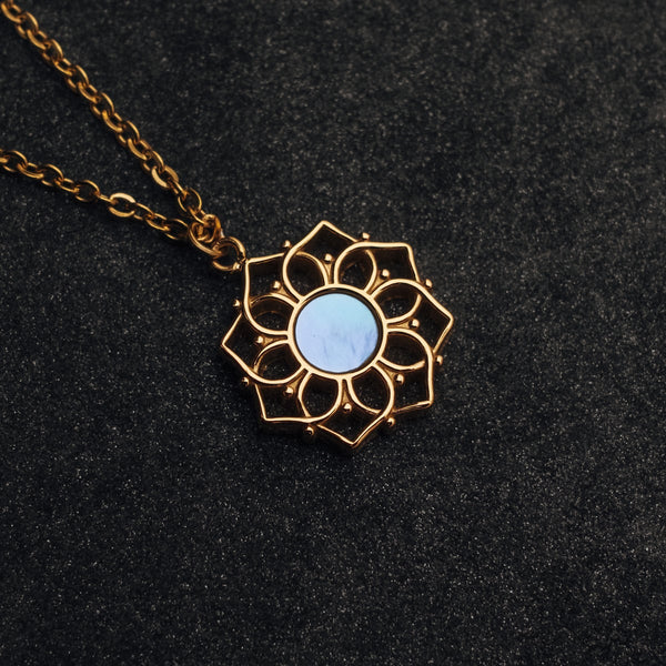 Composition Ketting (Blauw Parelmoer/Goud)