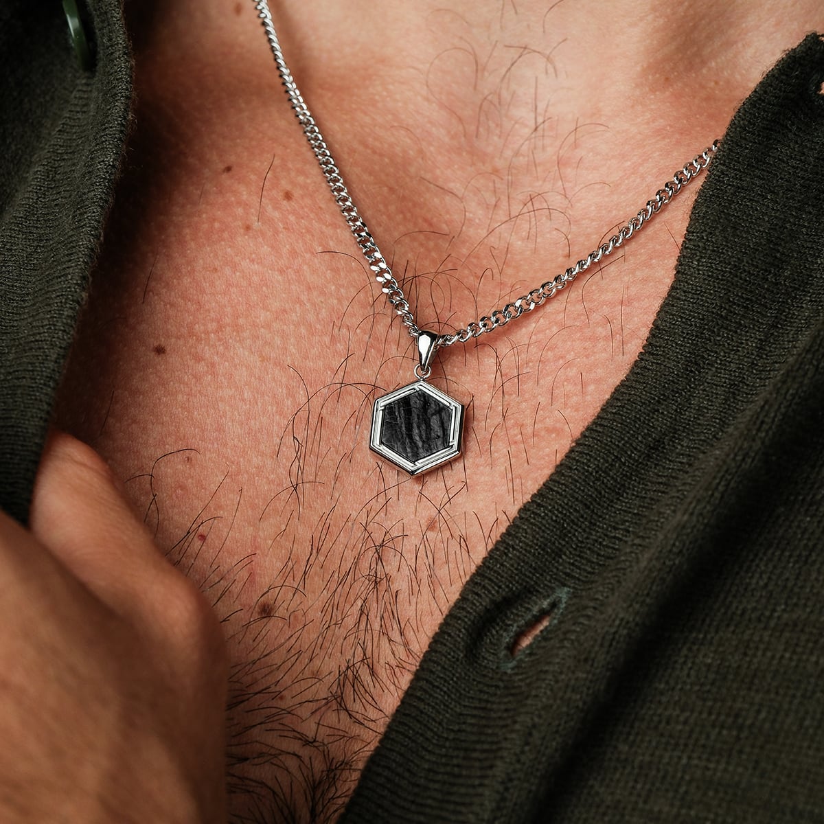 Axis Necklace (Marble/Silver) | Holzkern