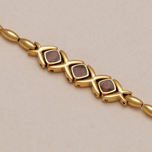 Mosaic Armband (Walnuss/Gold) II