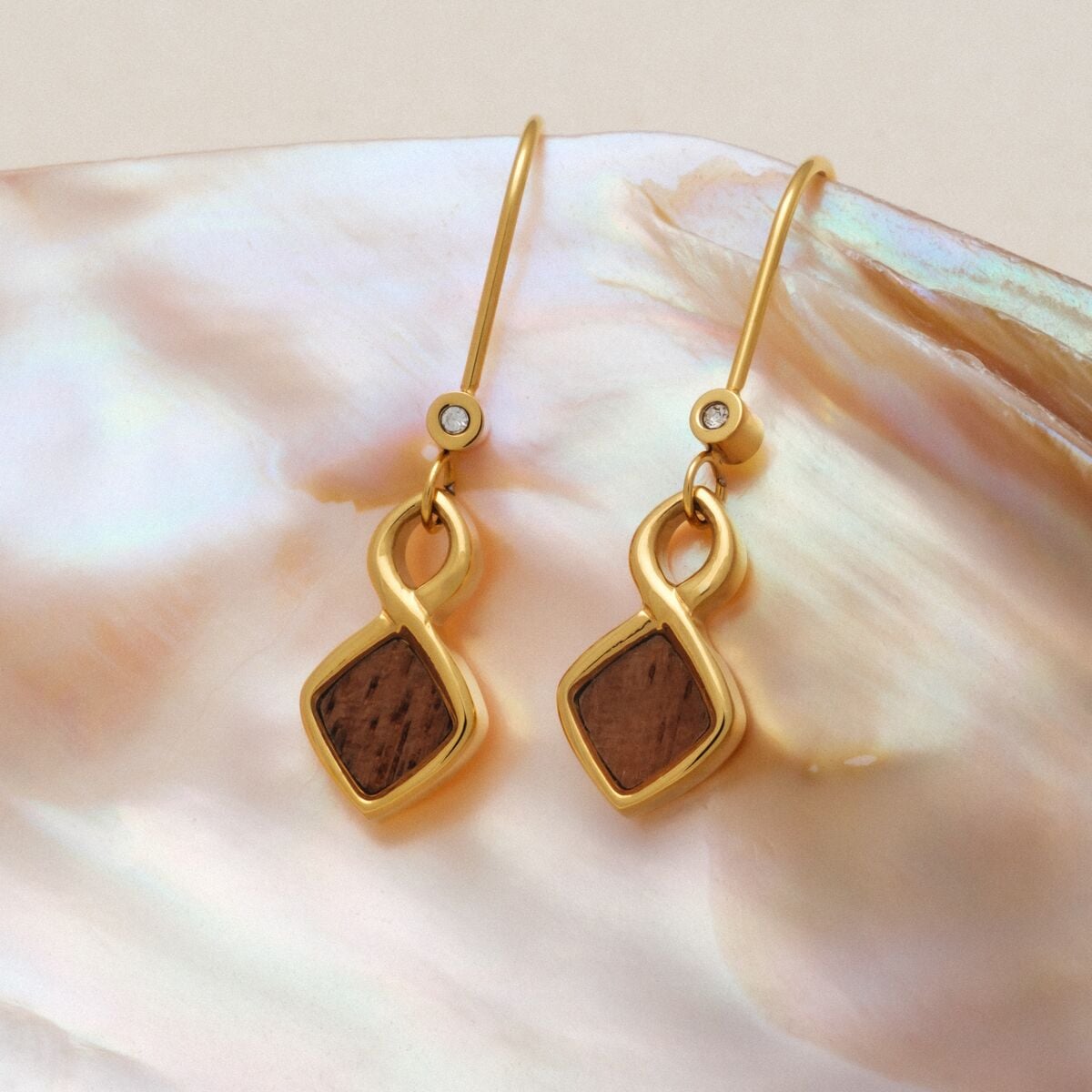 Mosaic Earrings (Walnut/Gold) Ii