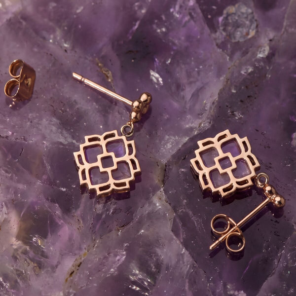 Midsommar Earrings (Amethyst/rose gold)