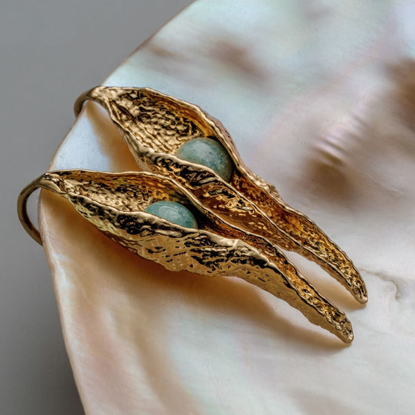 Chalice Earrings (Amazonite/Gold)