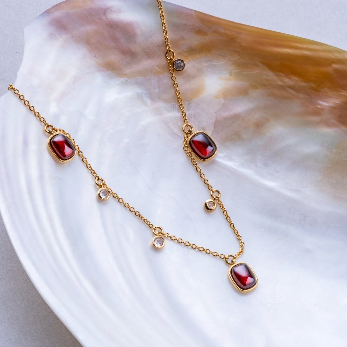 Collier Dewdrops (Grenat/Or)