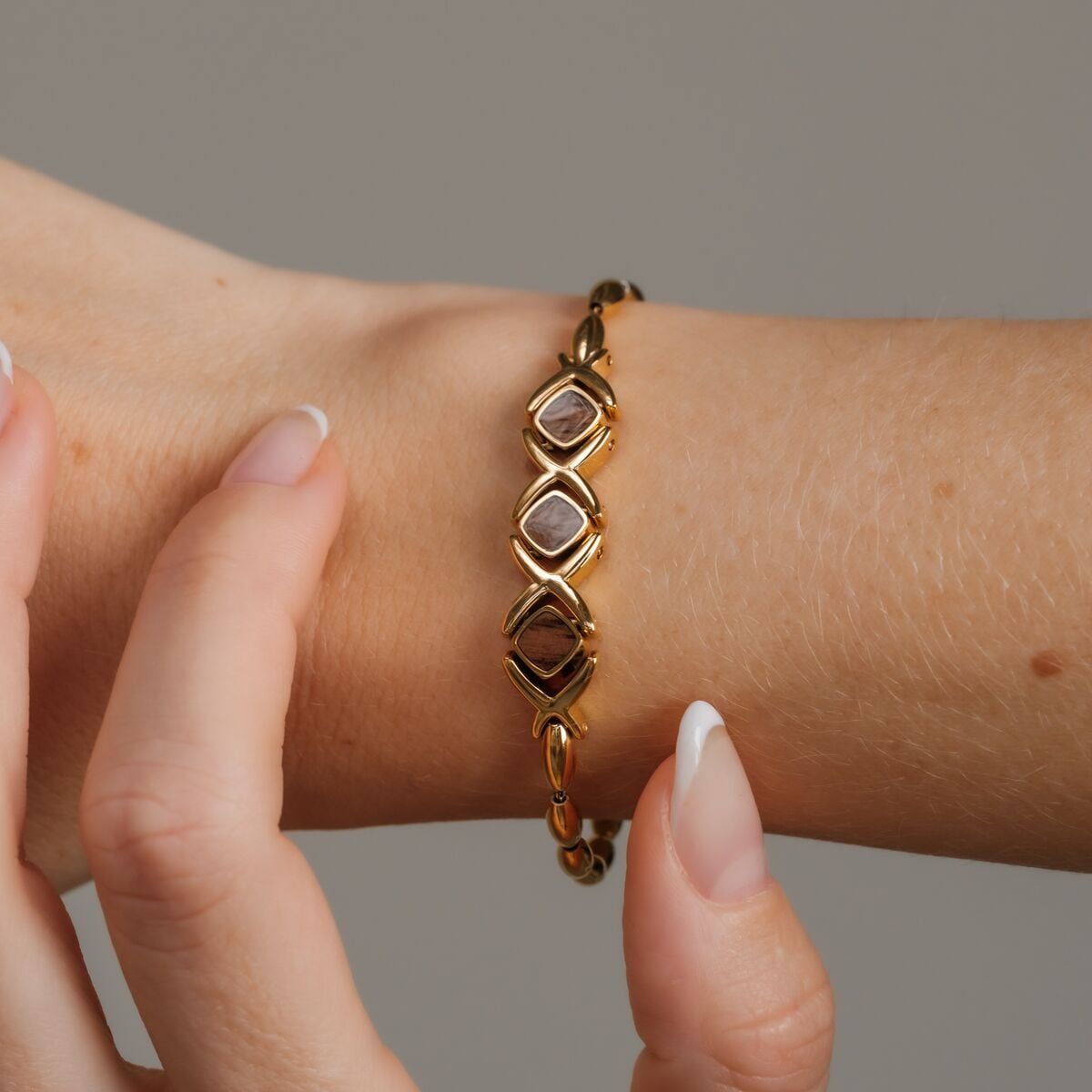 Mosaic Armband (Walnuss/Gold) II