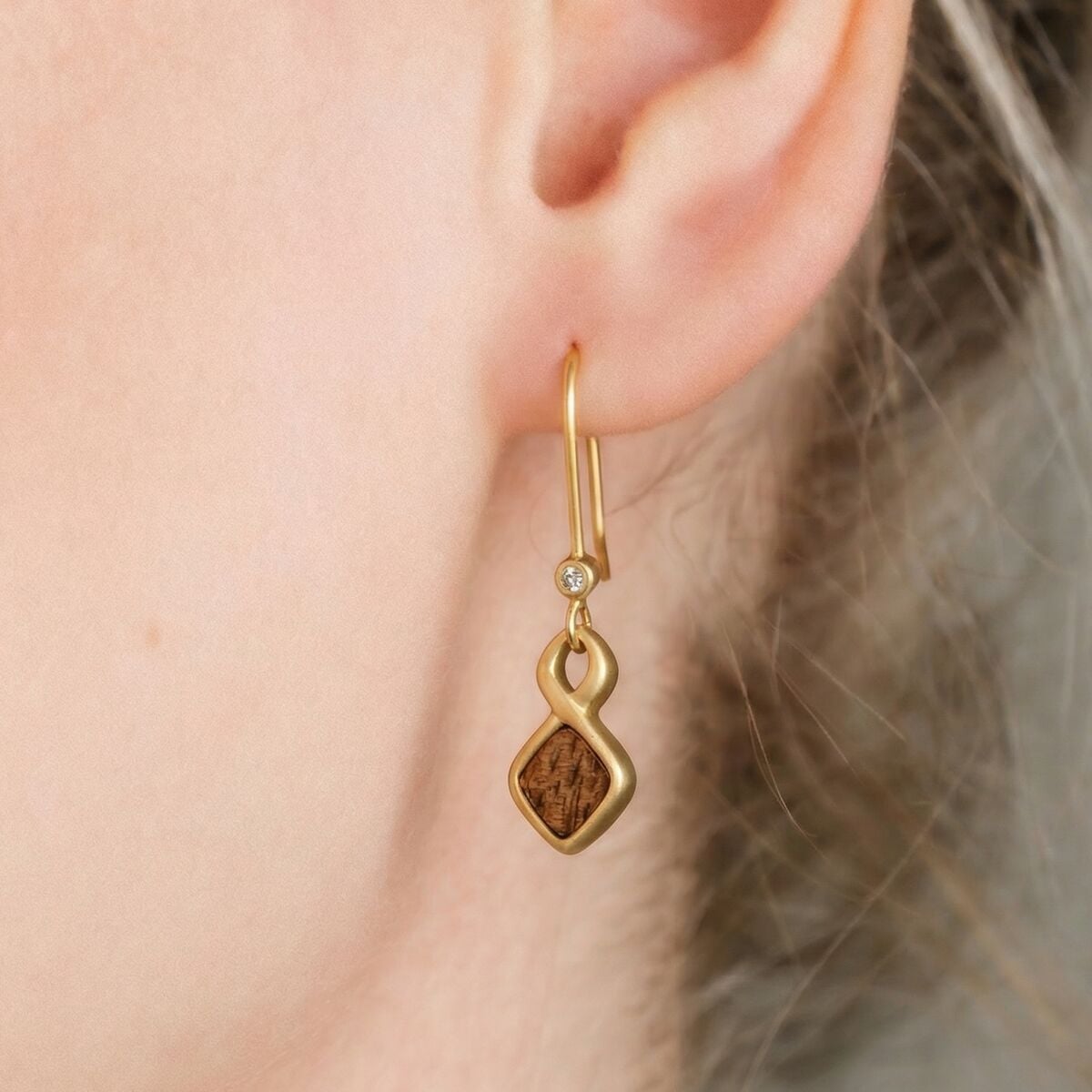 Mosaic Earrings (Walnut/Gold) Ii