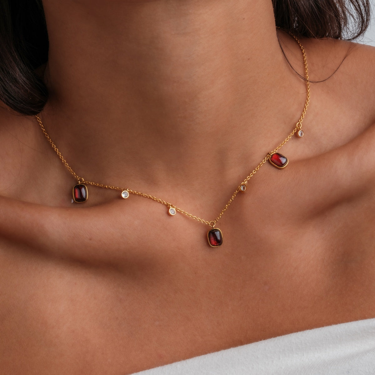 Collier Dewdrops (Grenat/Or)