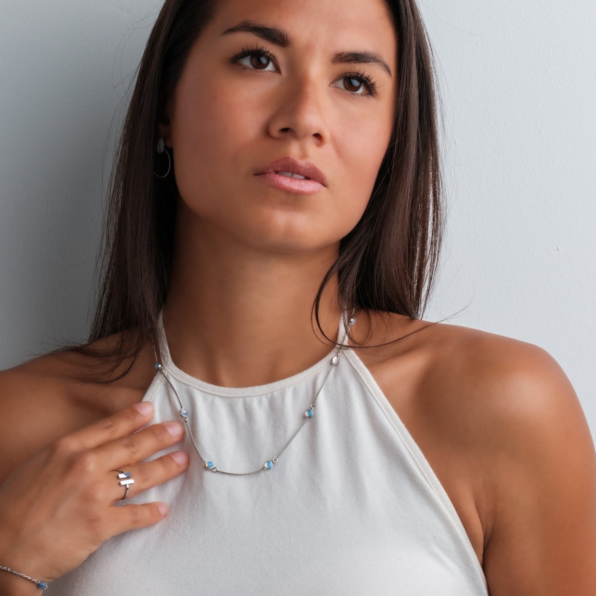 Collier Dewdrops (pierre de lune/argent)