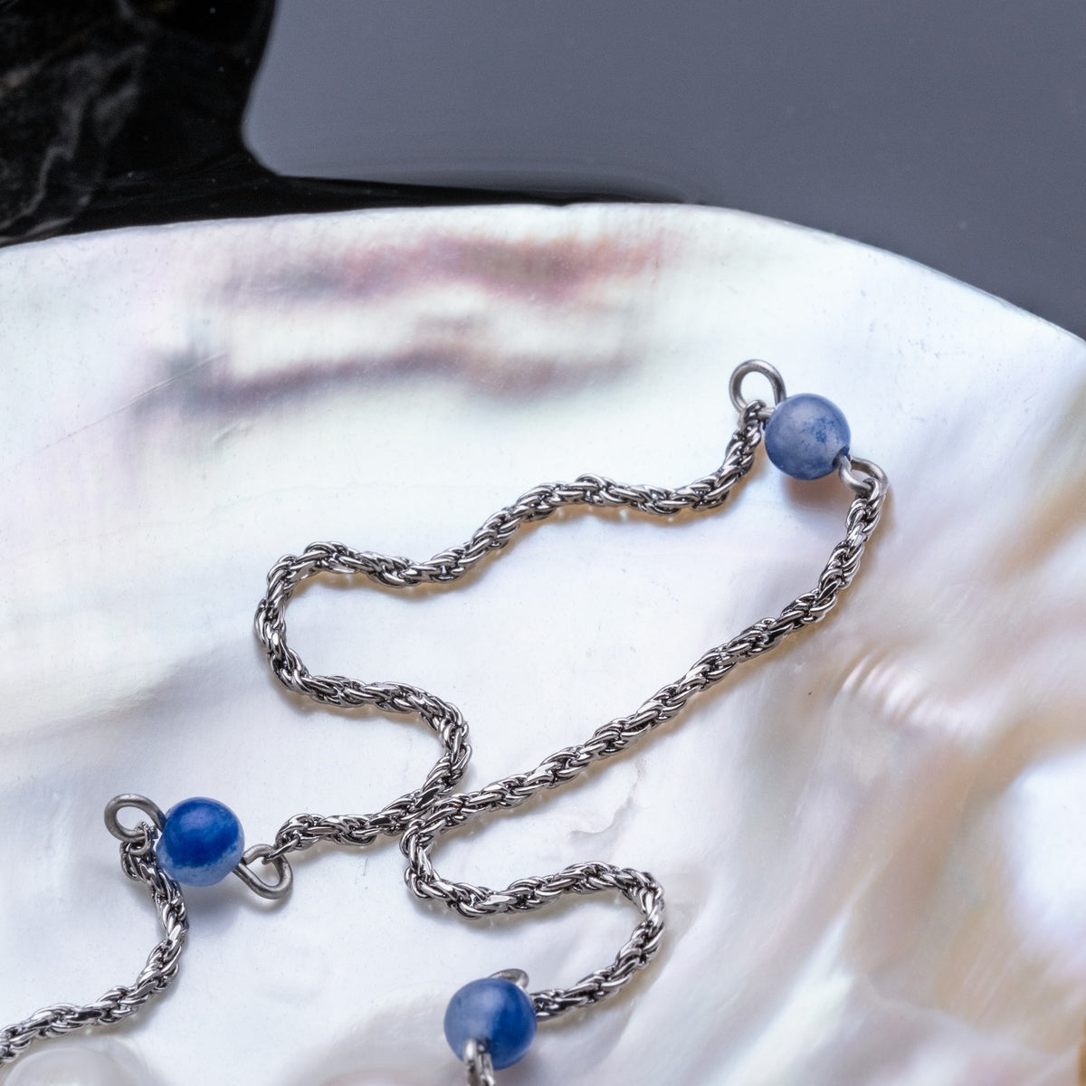 Collier Dewdrops (aventurine/argent)