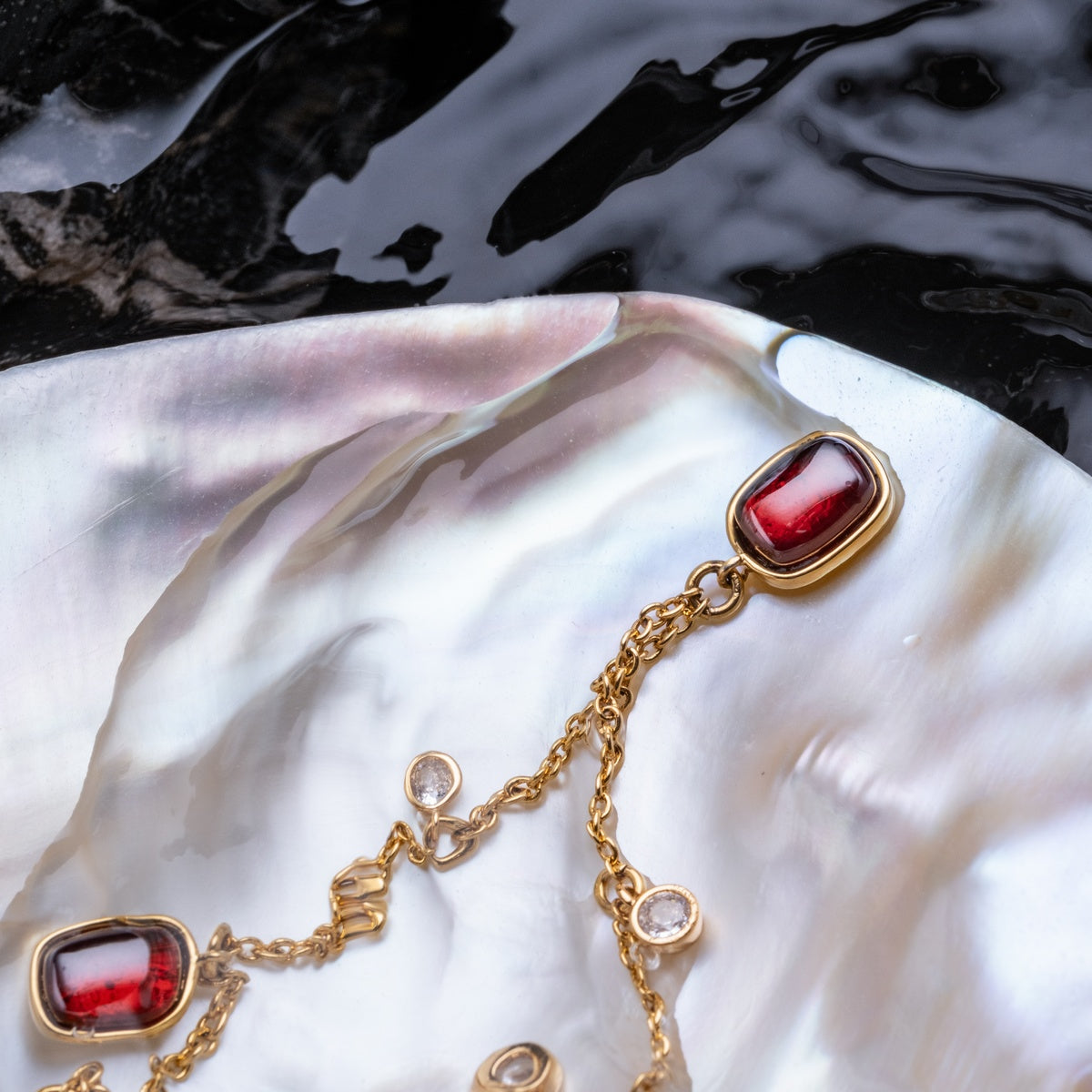 Collier Dewdrops (Grenat/Or)
