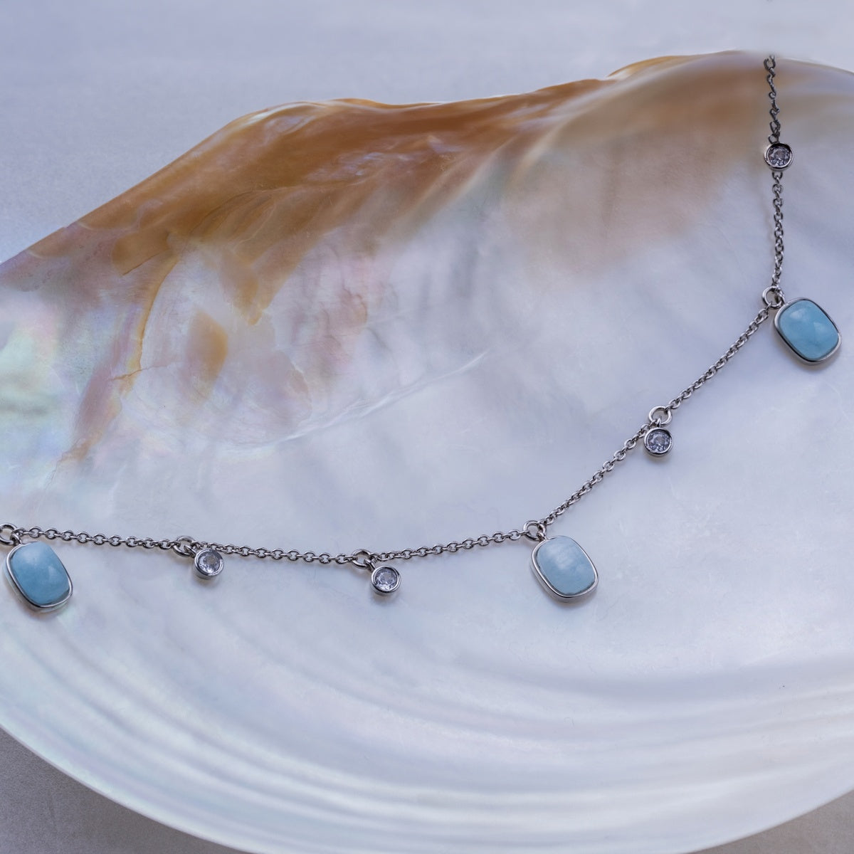 Dewdrops Halskette (Aquamarin/Silber)