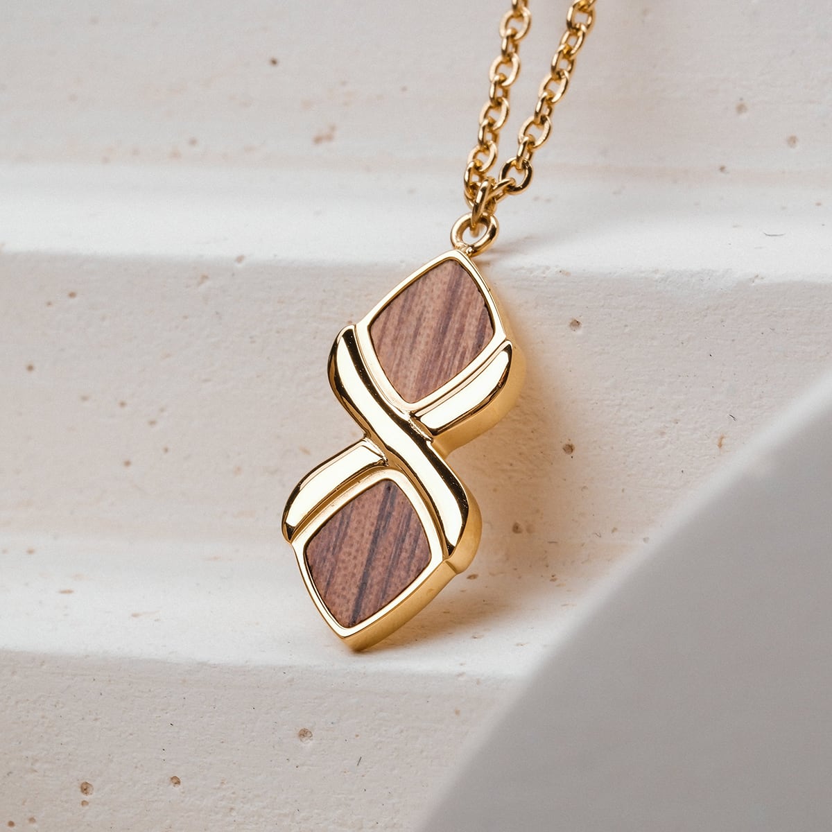 Mosaic Necklace (Walnut/Gold) I Holzkern Wood Watches