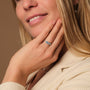 "Summersweet Ring", a stylish ring crafted in silver with nacre detail, worn gracefully on a woman's hand.