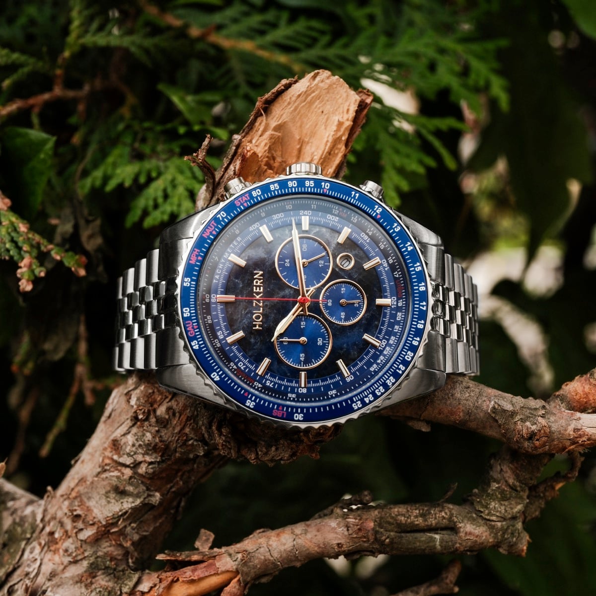 Openhorizon (Blue Marble/Silver) | Holzkern Wood Watches