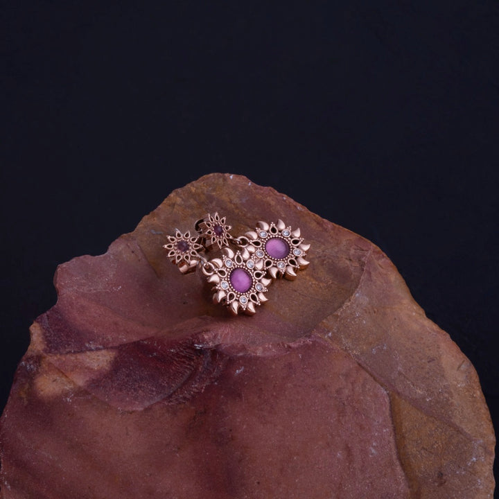 Suncatcher Earrings (Amethyst/Rose Gold) Ii