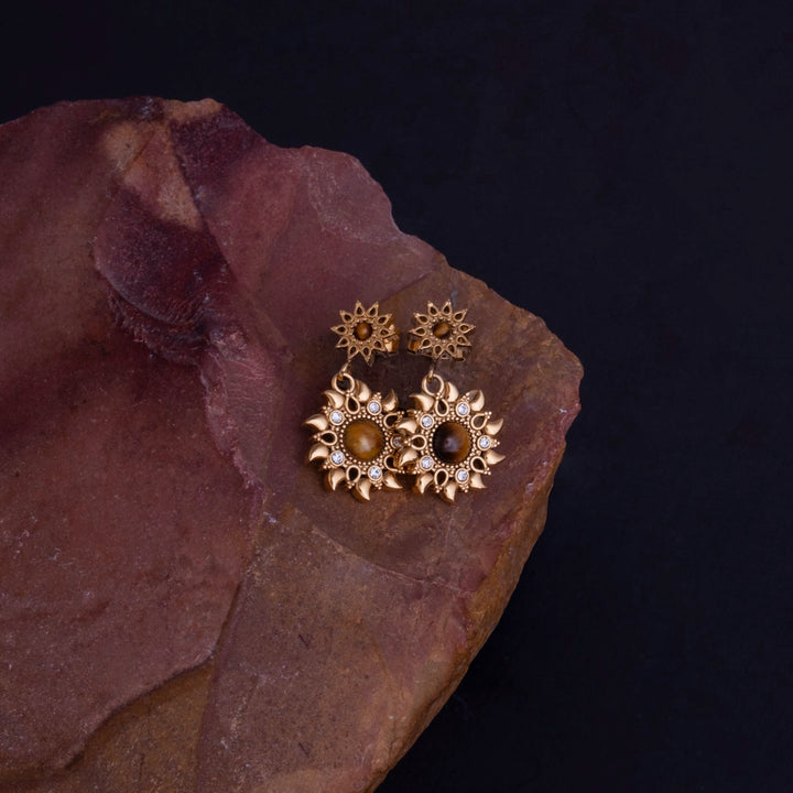 Suncatcher Earrings (Tiger'S Eye/Gold)